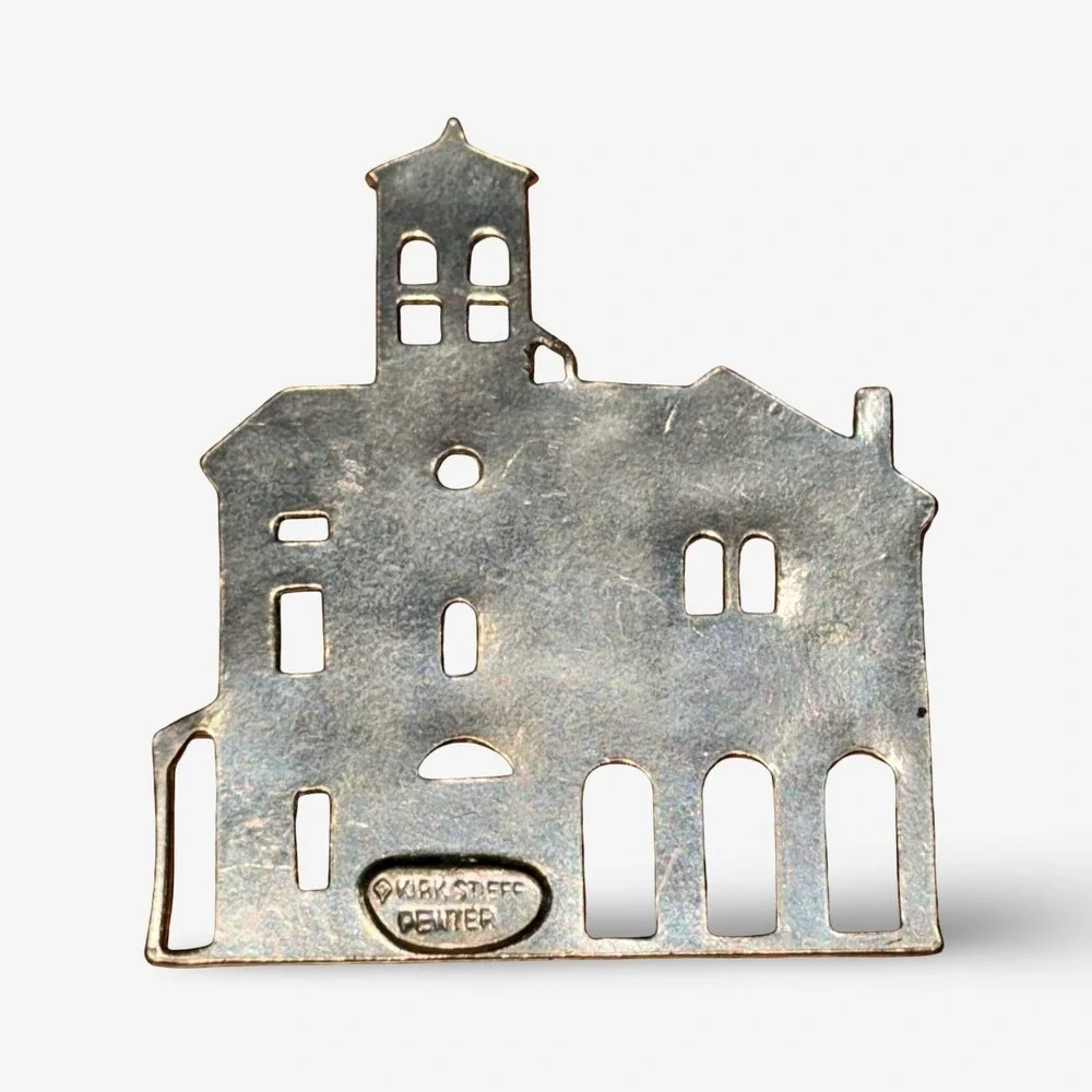 Kirk Stieff Vintage Pewter House Christmas Ornament Silver Italian Victorian 80s